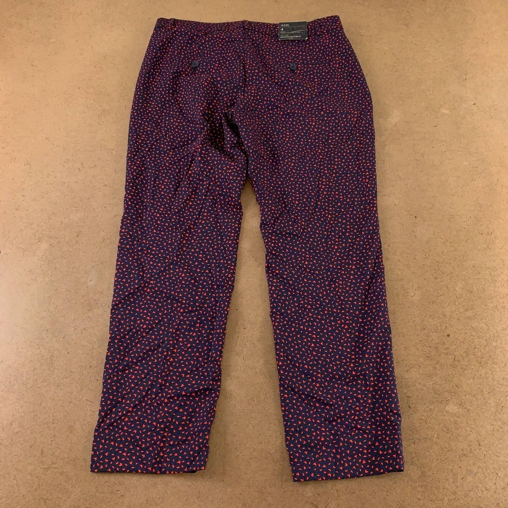 Banana Republic Womens Avery Ankle Length Cropped Pants Blue Red Mid Rise 4 New - Picture 2 of 10